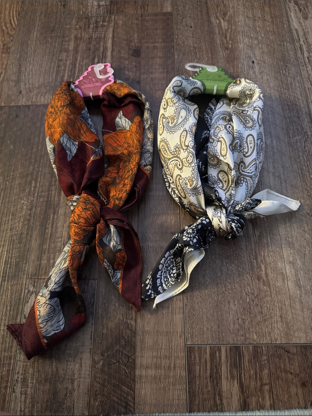 Silk-Tone Floral & Paisley Bandana Scarves - Set of 2